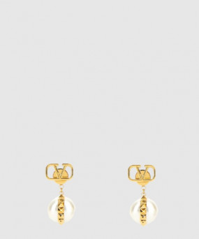 발렌티노 드롭 V로고 스터드 이어링