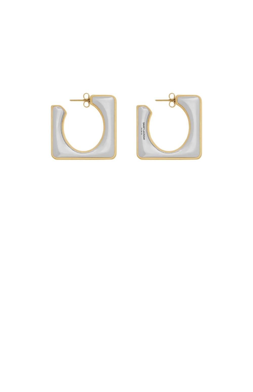 생로랑 메탈 소재의 스플릿 스퀘어 후프 이어링 788138