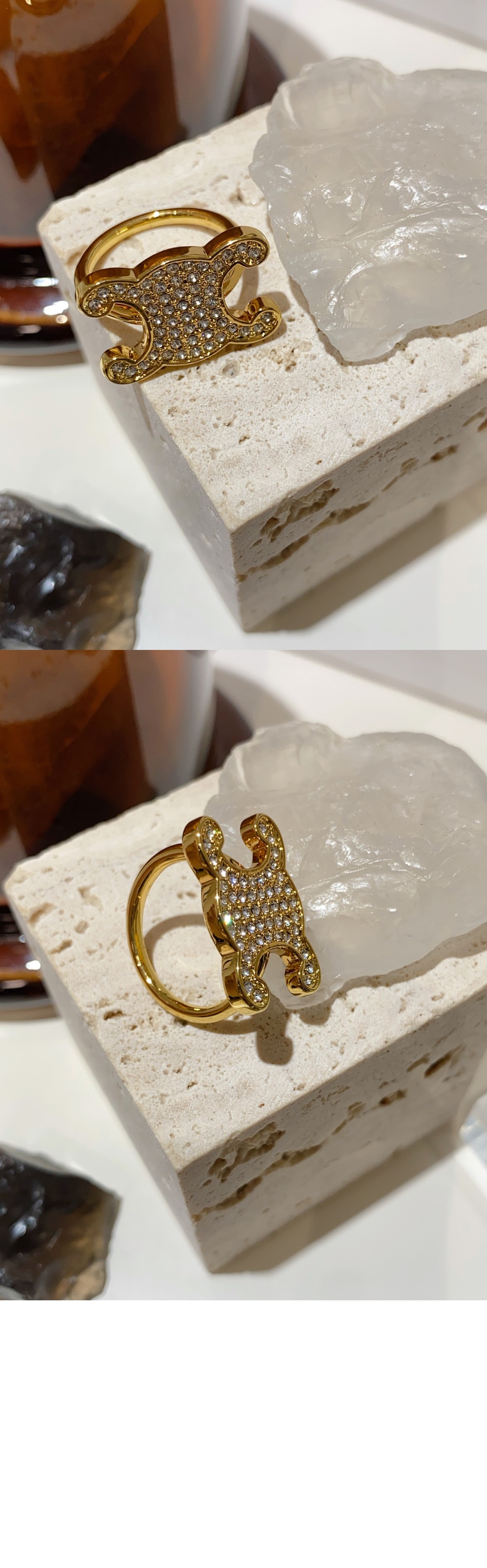 셀린느 트리옹프 라인스톤 반지 460GO6