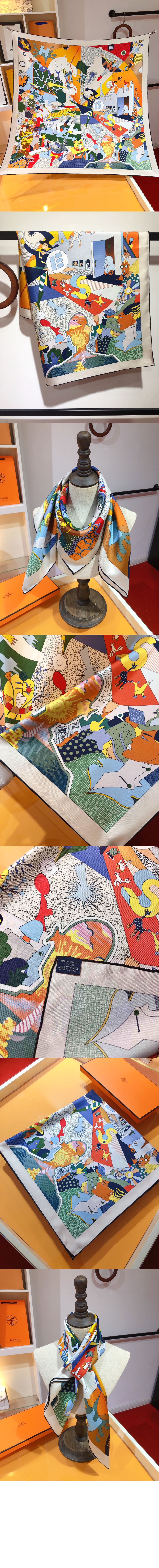 에르메스 Haute Parure 스카프 90