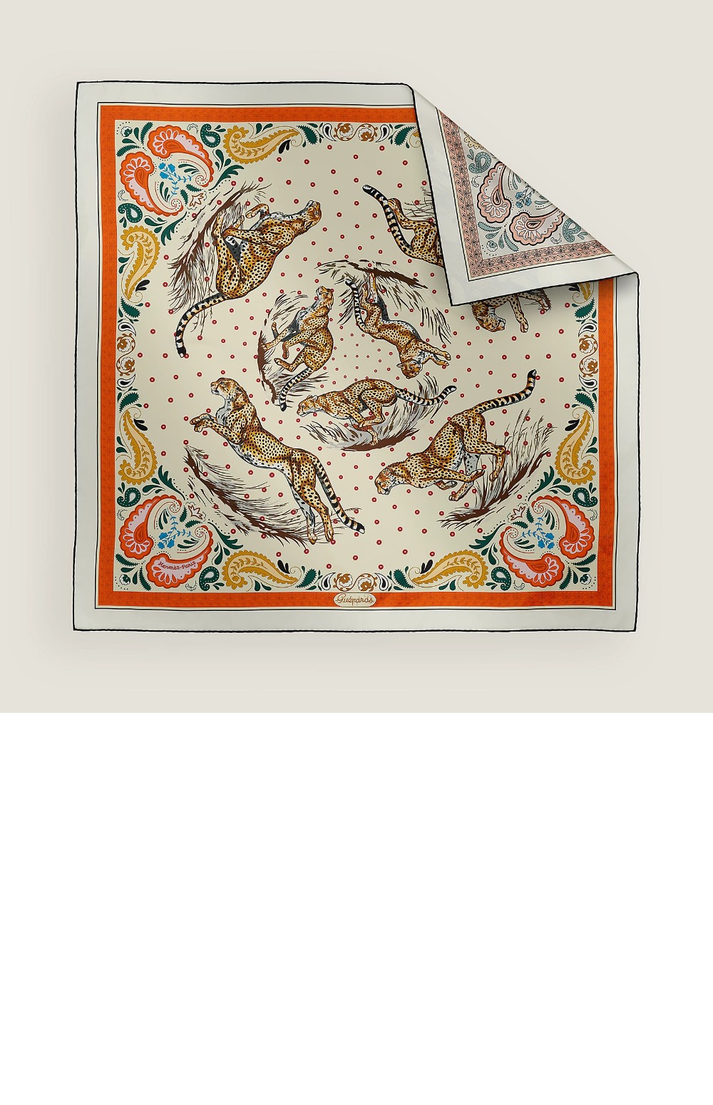 에르메스 Guepards Bandana 더블 페이스 스카프 90