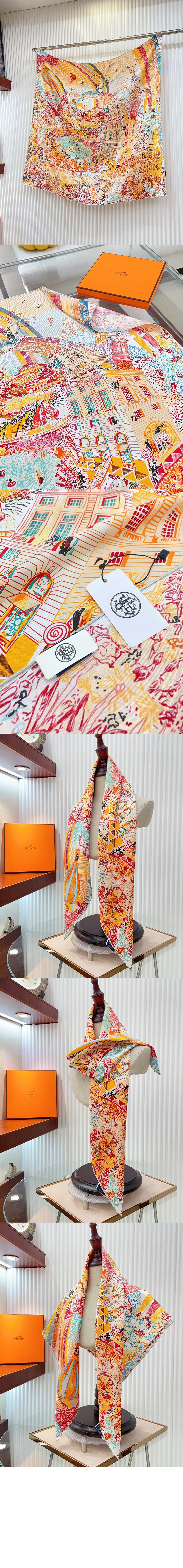 에르메스 Les Folies du Faubourg 스카프 90