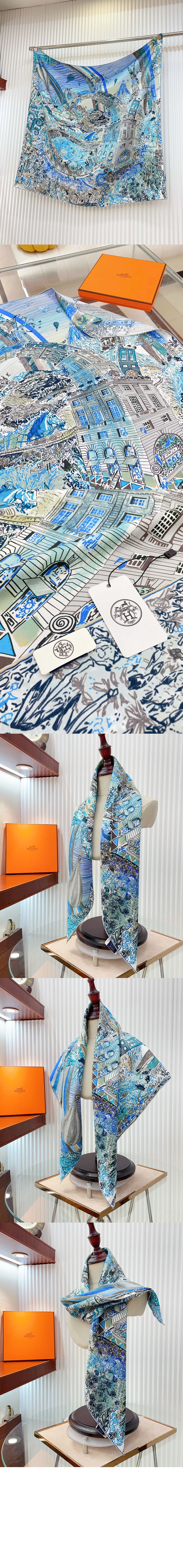 에르메스 Les Folies du Faubourg 스카프 90