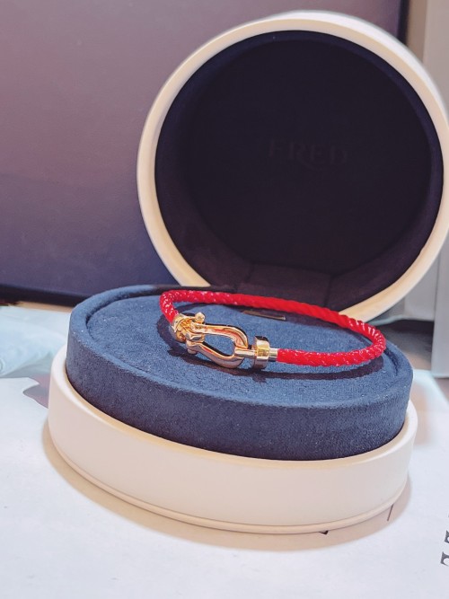 프레드 팔찌 골드 스트랩 레드