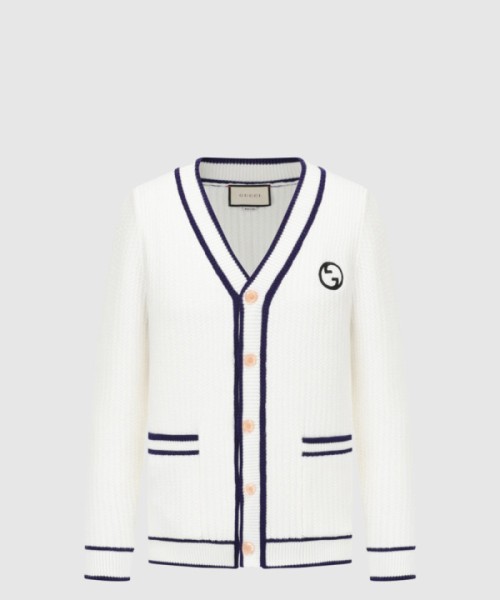 구찌 로고 자수 웨빙 니트 가디건