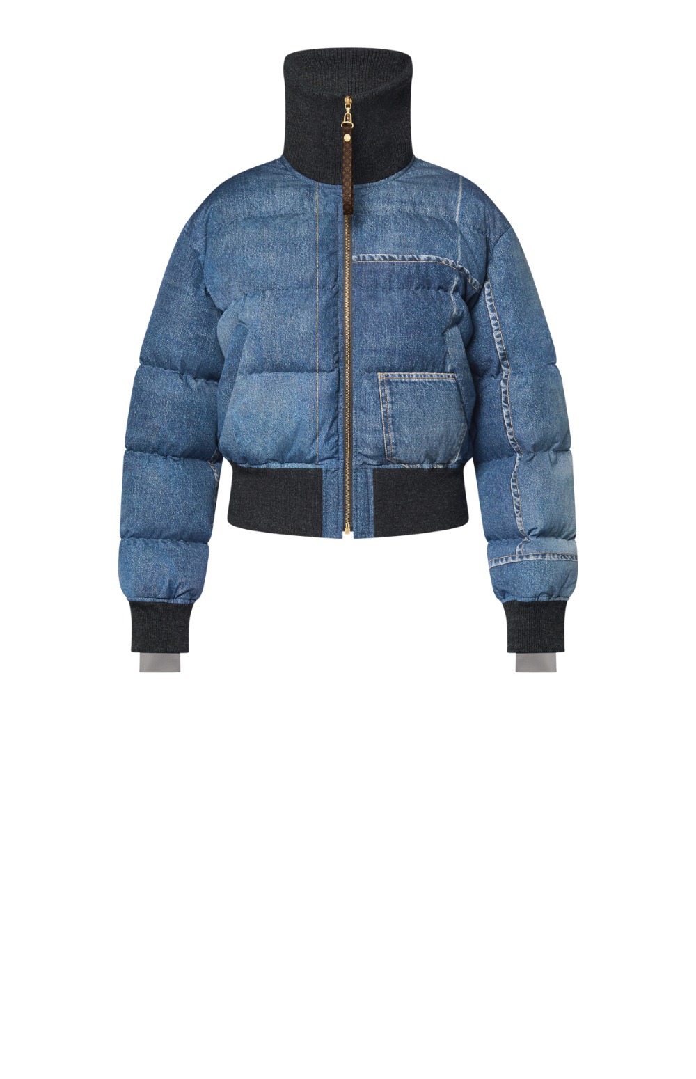 루이비통 데님 프린트 크롭드 푸퍼 재킷