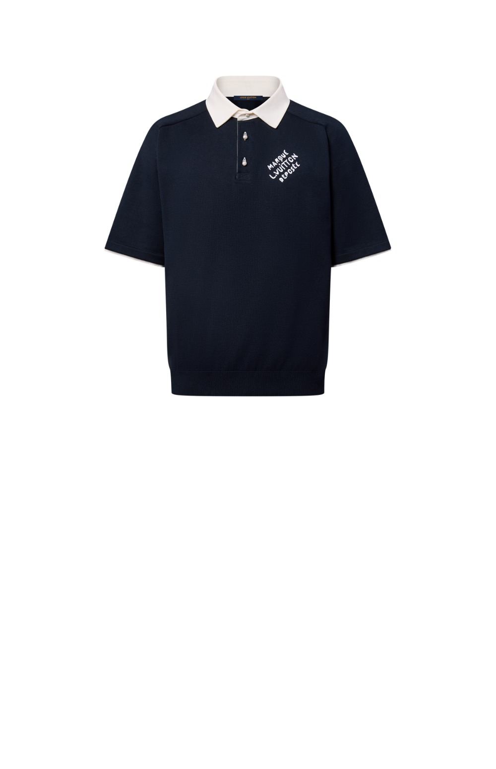 루이비통 엠브로이더드 쇼트 슬리브드 코튼 블렌드 폴로 셔츠