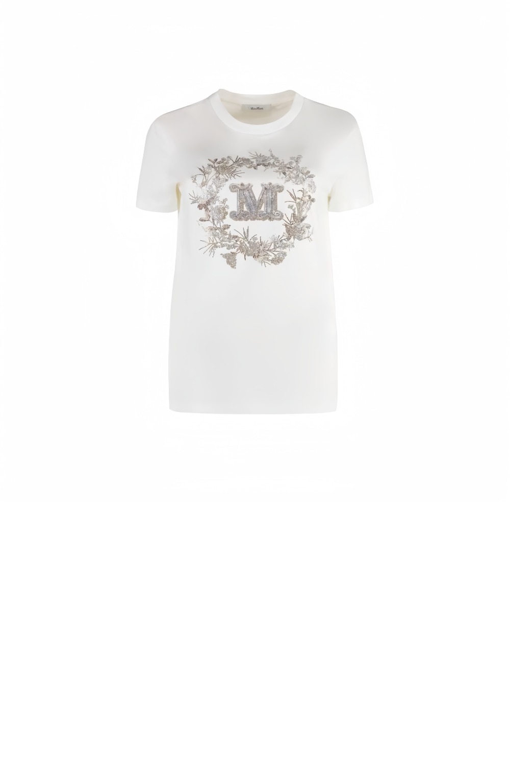 막스마라 로고 장식 크루넥 티셔츠