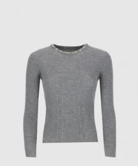 막스마라 크리스탈 자수 울 니트