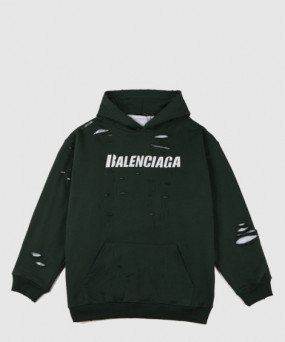 발렌시아가 로고 후드 긴팔