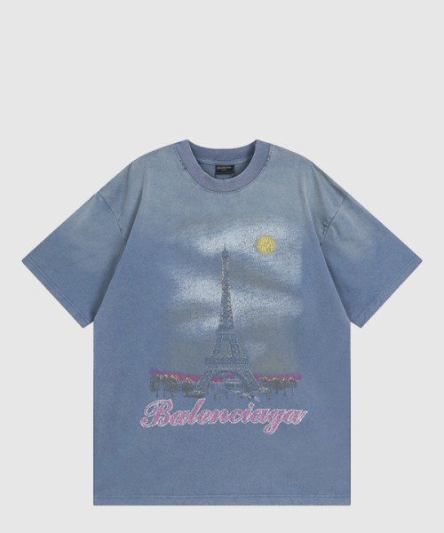 발렌시아가 로고 프린트 반팔