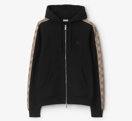 버버리 체크 트리밍 코튼 지퍼 후디