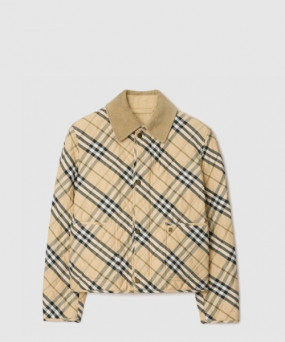 버버리 크롭 체크 퀼팅 반 재킷