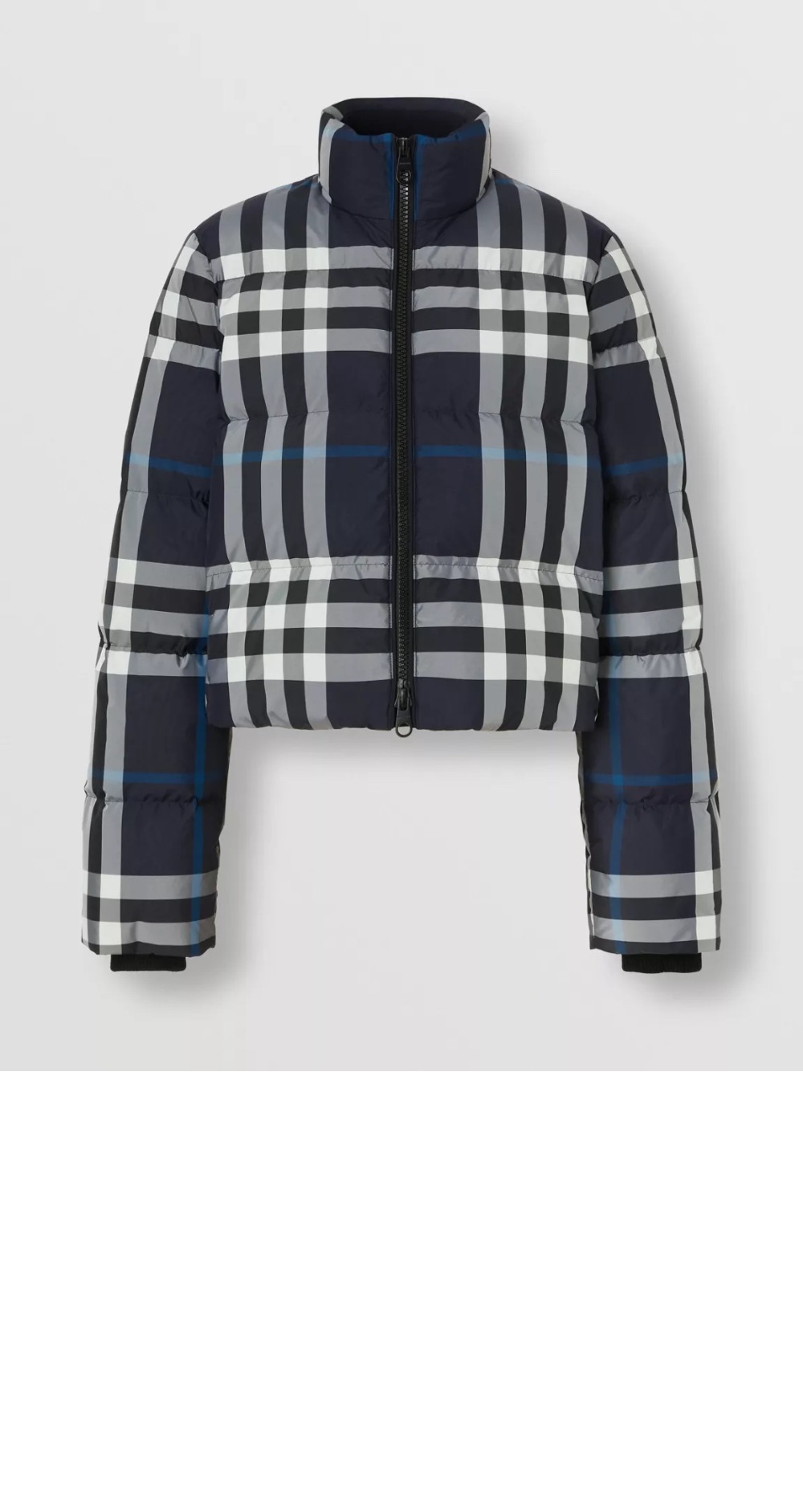 버버리 크롭 체크 퍼퍼 재킷