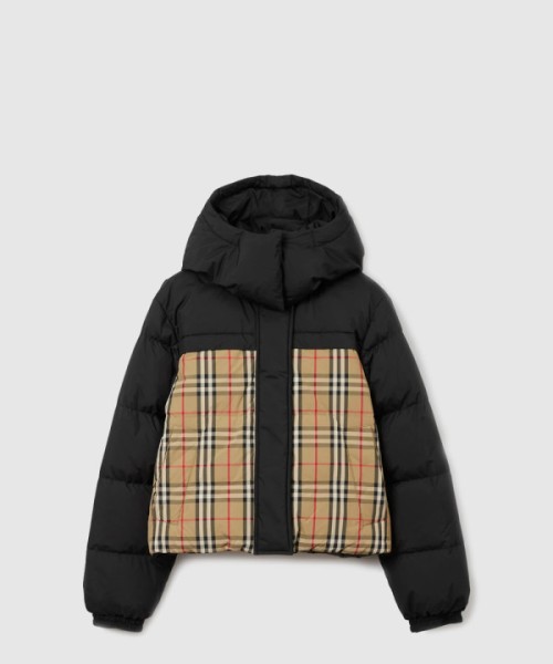버버리 크롭 리버시블 체크 퍼퍼 재킷