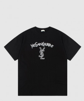 생로랑 로고 프린트 반팔