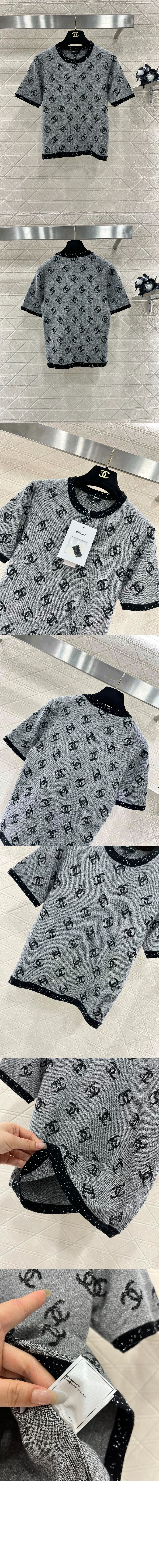 샤넬 프린트 니트 톱