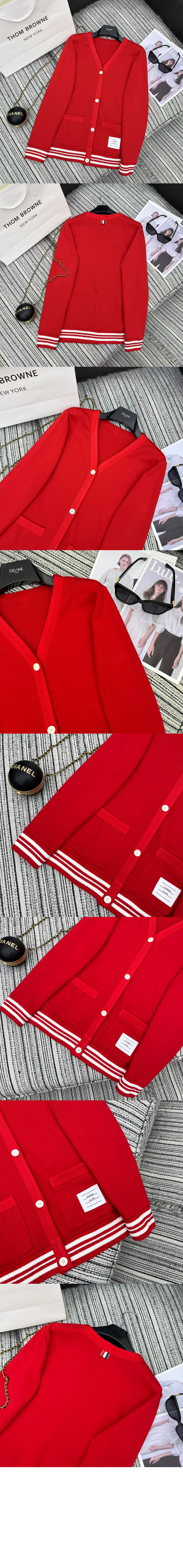 톰브라운 스트라이프 트리밍 가디건