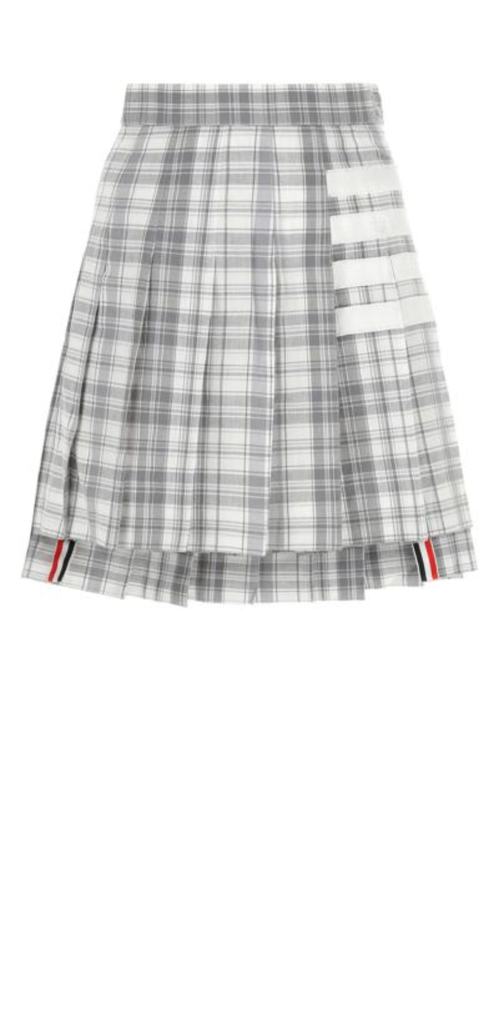 톰브라운 로고 체크 스커트