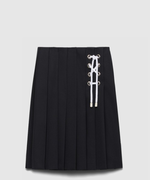 프라다 플리츠 개버딘 미디스커트