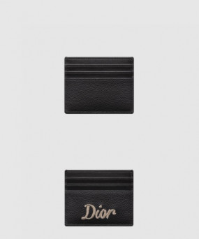 디올 Dior 리본 로고 카드홀더 곡면 소가죽 2ESCH