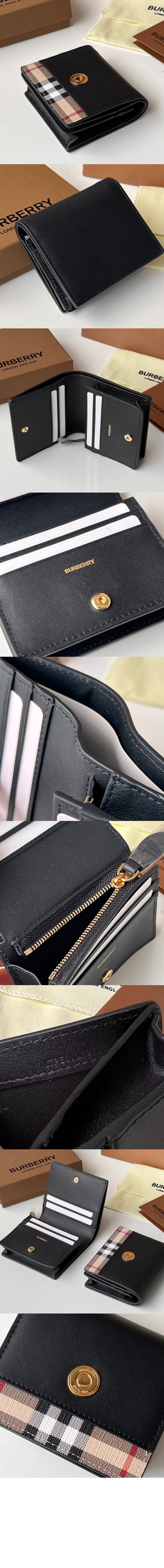 버버리 빈티지 체크 레더 스몰 폴딩 지갑 80622861