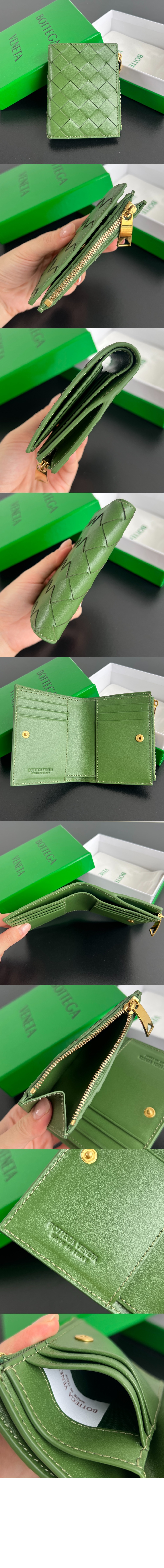 보테가베네타 스몰 인트레치아토 폴더형 지퍼 지갑 742330