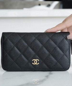 샤넬 클래식 롱 플랩 지갑 캐비어 금장 A31509