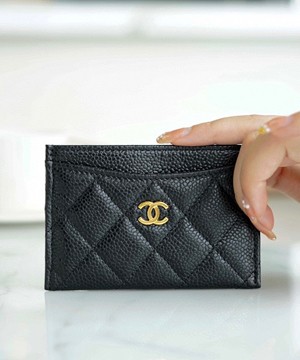 샤넬 클래식 카드지갑 캐비어 금장 블랙 AP0213