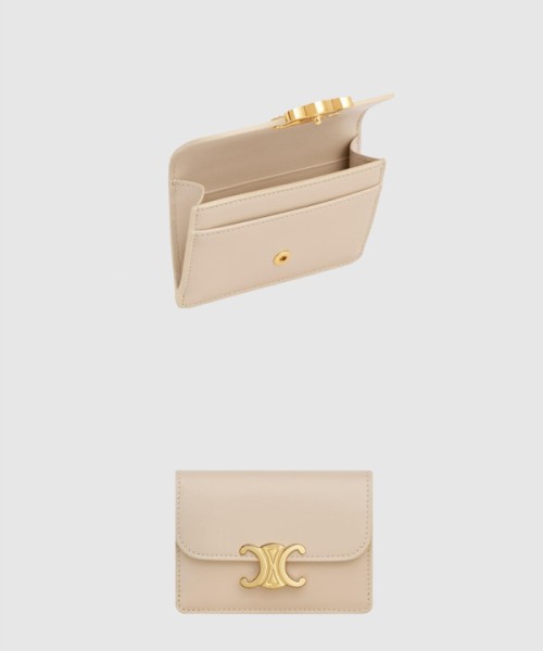 셀린느 트리옹프 플랩 카드 지갑 샤이니 10I583