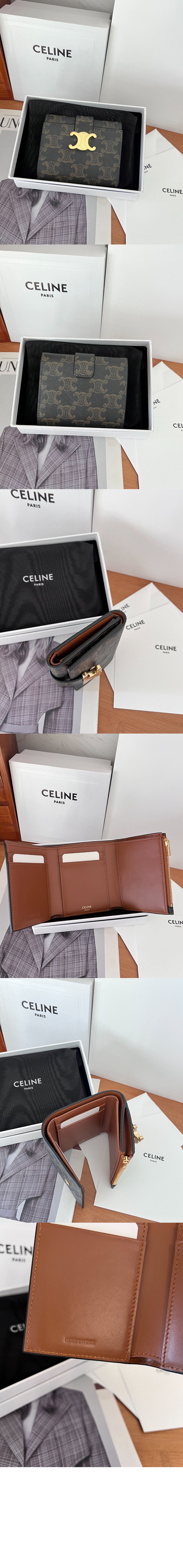 셀린느 니노 파인 스트랩 지갑 트리옹프 캔버스 10M962